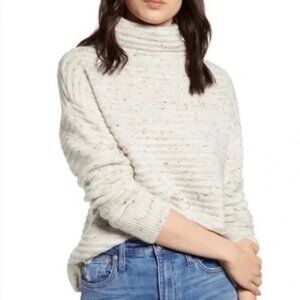 Madewell Donegal Belmont Textured Mockneck Sweater – Cream Speckle – XS